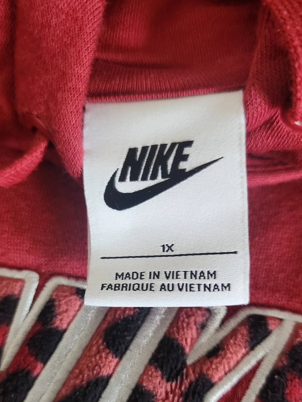 Nike Womens Red Hoodie Sweatshirt with Animal Print Logo 1x